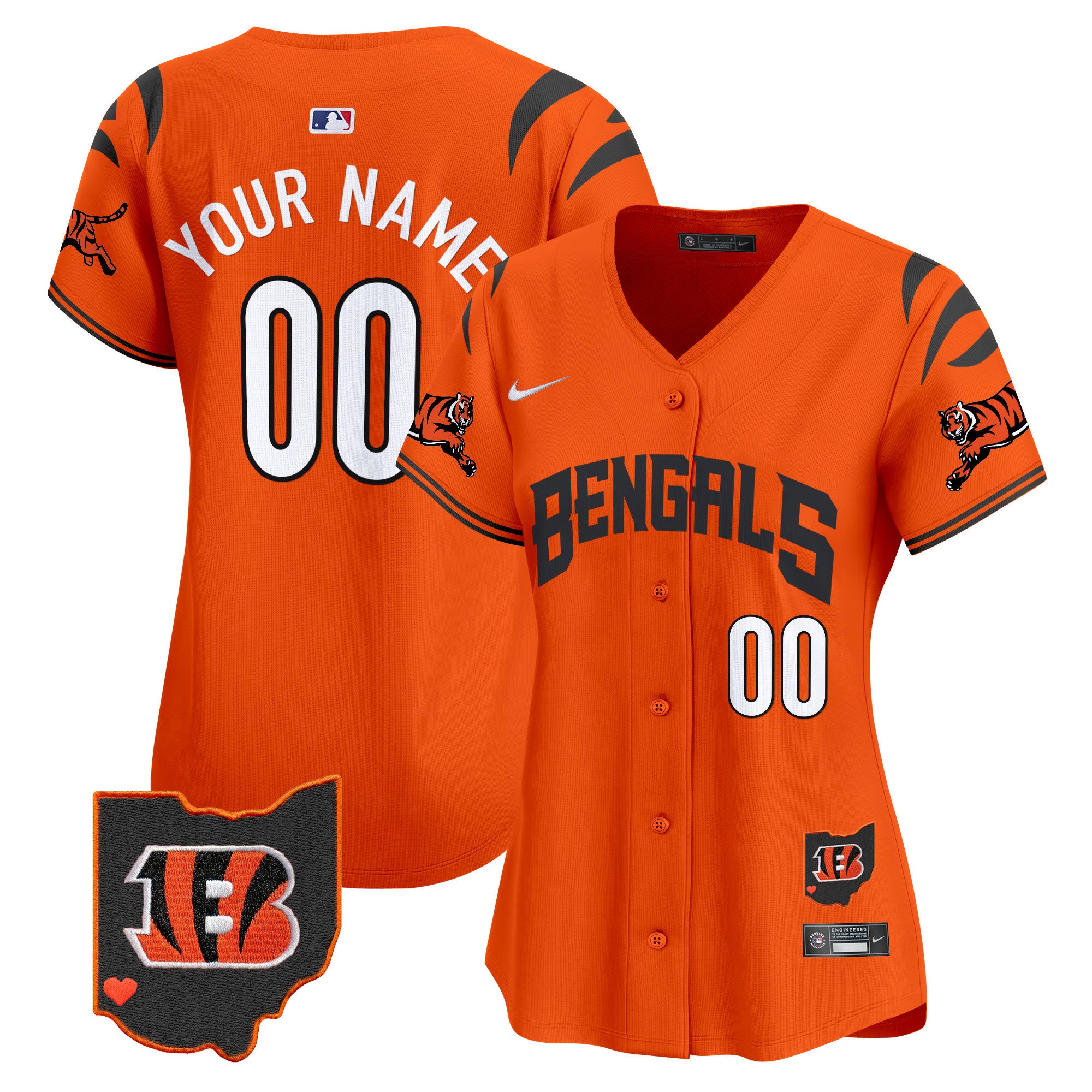 Bengals Vapor Premier Limited Custom Jersey - All Stitched - Women, Orange