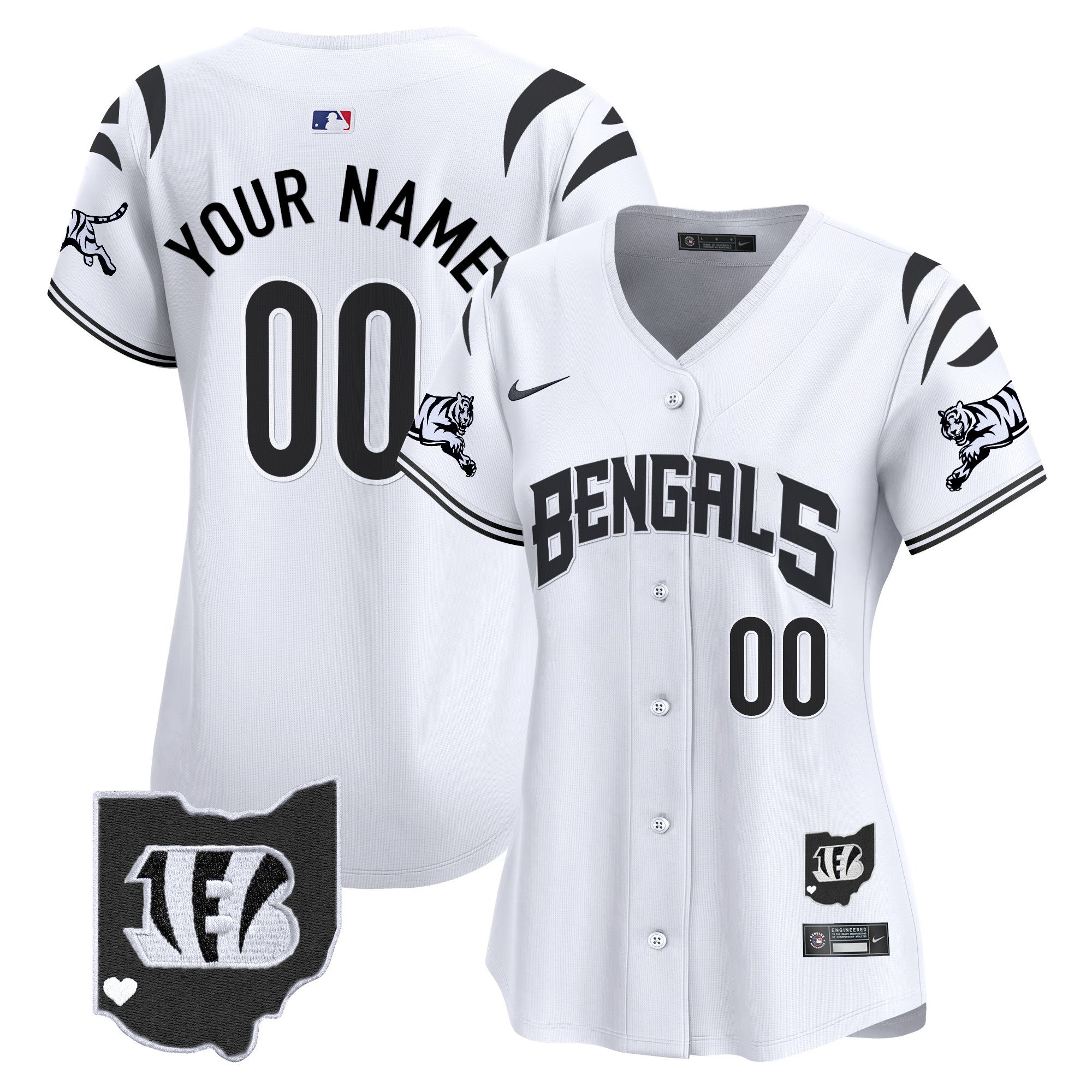 Bengals Vapor Premier Limited Custom Jersey - All Stitched - Women, White Limited