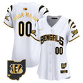 Bengals Vapor Premier Limited Custom Jersey - All Stitched - Women, White Gold