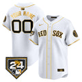 Boston Red Sox 2024 Spring Training Patch Vapor Premier Limited Custom Jersey - All Stitched - Men, White Gold
