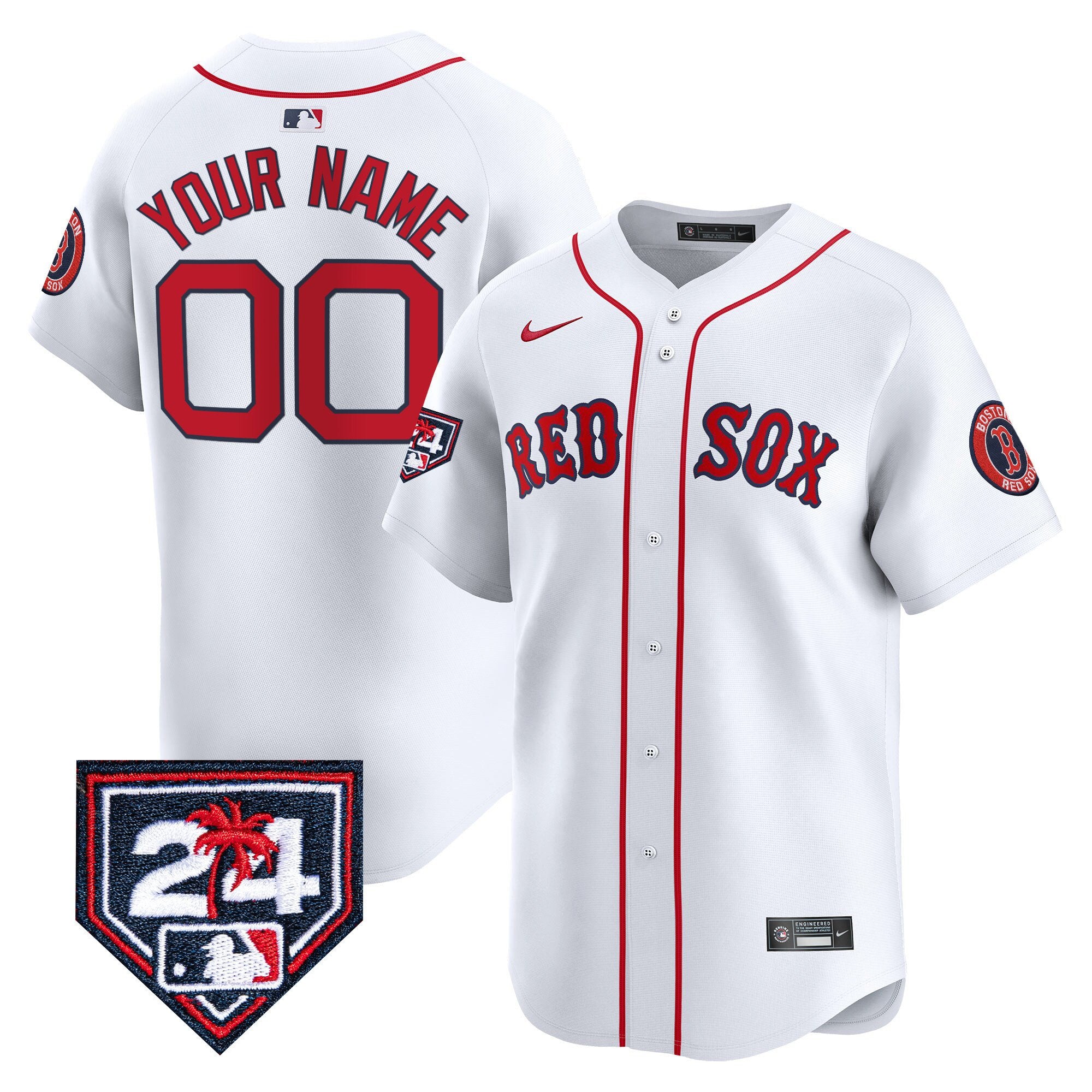 Boston Red Sox 2024 Spring Training Patch Vapor Premier Limited Custom Jersey - All Stitched - Men, White