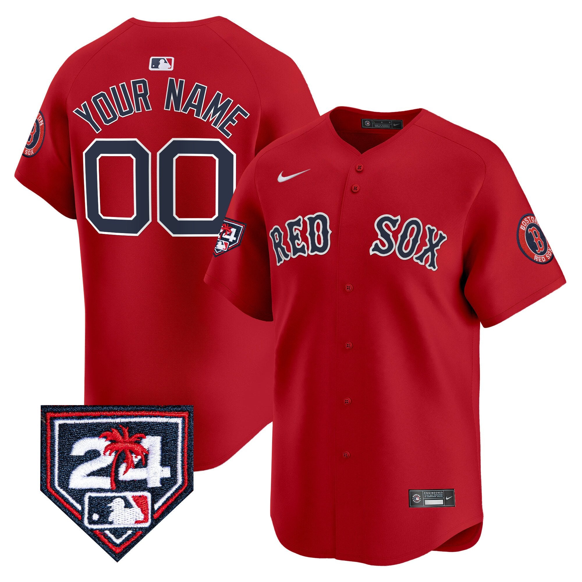 Boston Red Sox 2024 Spring Training Patch Vapor Premier Limited Custom Jersey - All Stitched - Men, Red