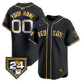 Boston Red Sox 2024 Spring Training Patch Vapor Premier Limited Custom Jersey - All Stitched - Men, Black Gold
