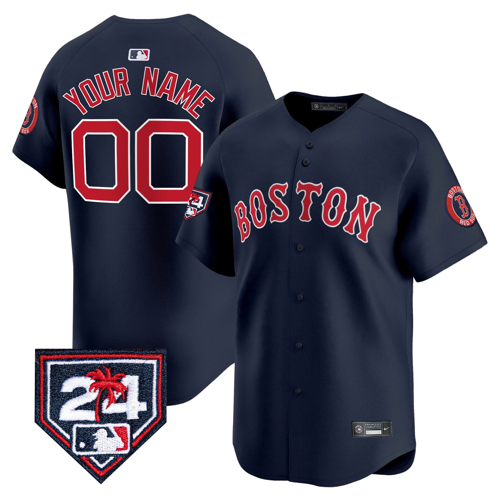 Boston Red Sox 2024 Spring Training Patch Vapor Premier Limited Custom Jersey - All Stitched - Youth, Navy