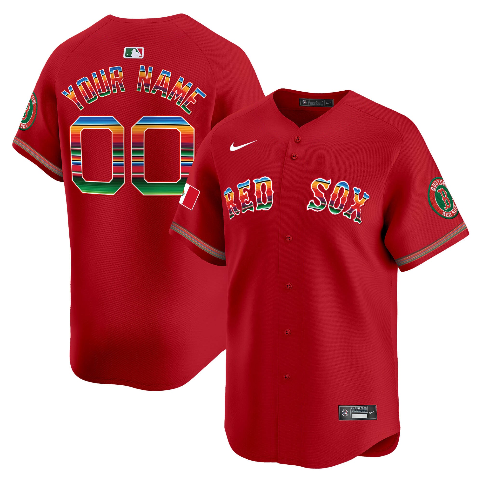 Boston Red Sox Mexico Vapor Premier Limited Custom Jersey - All Stitched - Men, Red