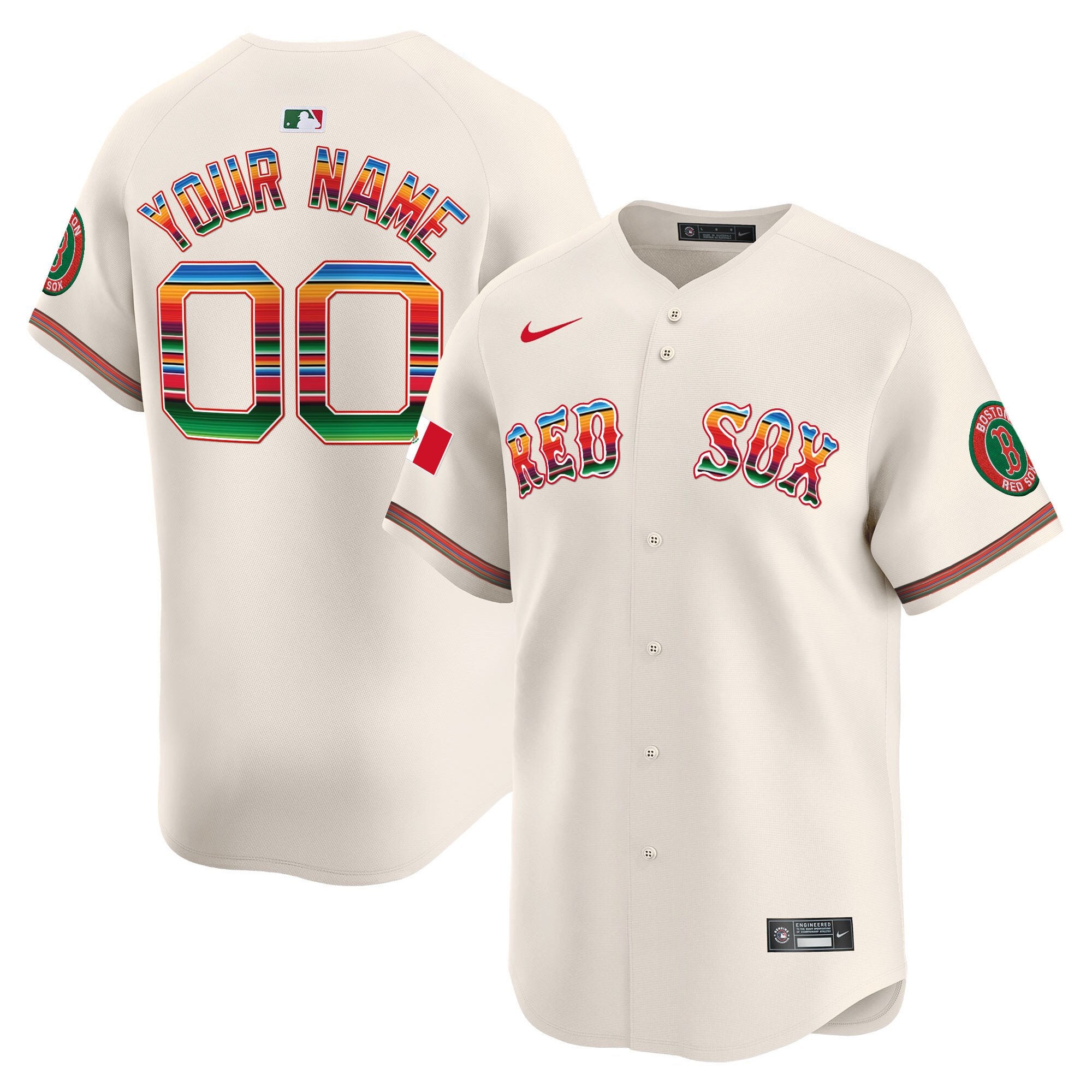 Boston Red Sox Mexico Vapor Premier Limited Custom Jersey - All Stitched - Men, Cream