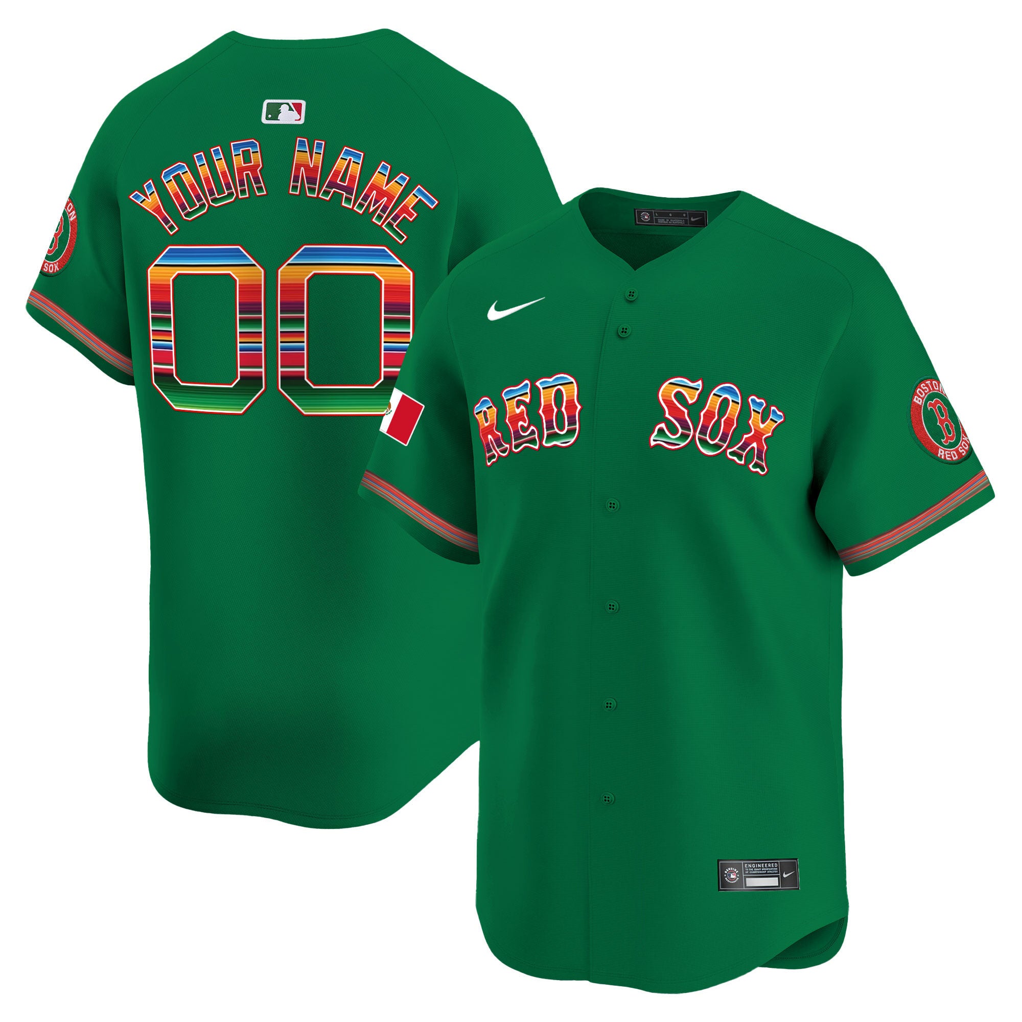 Boston Red Sox Mexico Vapor Premier Limited Custom Jersey - All Stitched - Men, Green