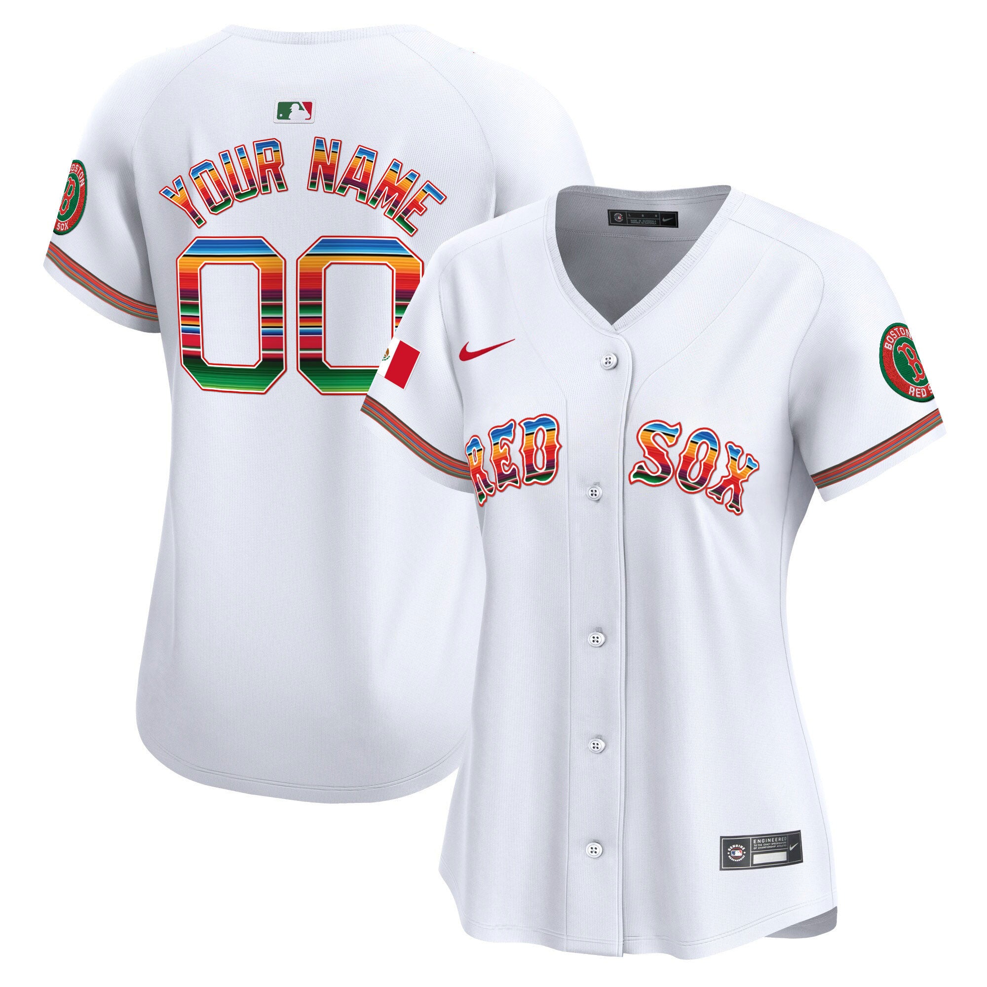 Boston Red Sox Mexico Vapor Premier Limited Custom Jersey - All Stitched - Women, White