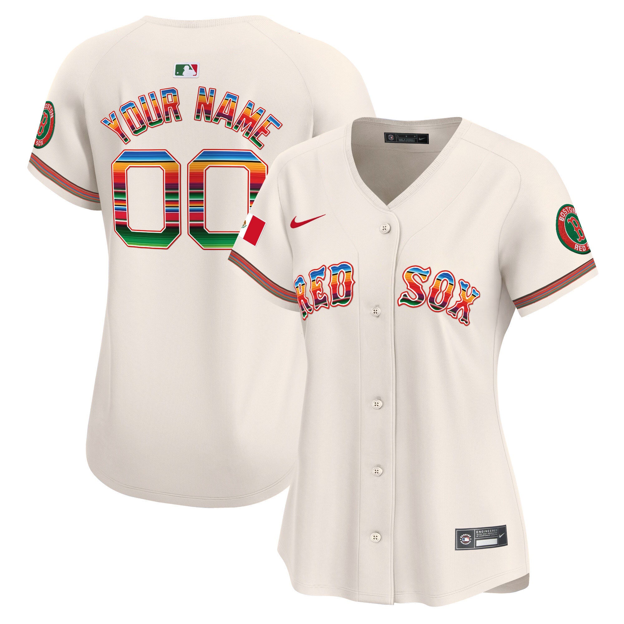 Boston Red Sox Mexico Vapor Premier Limited Custom Jersey - All Stitched - Women, Cream