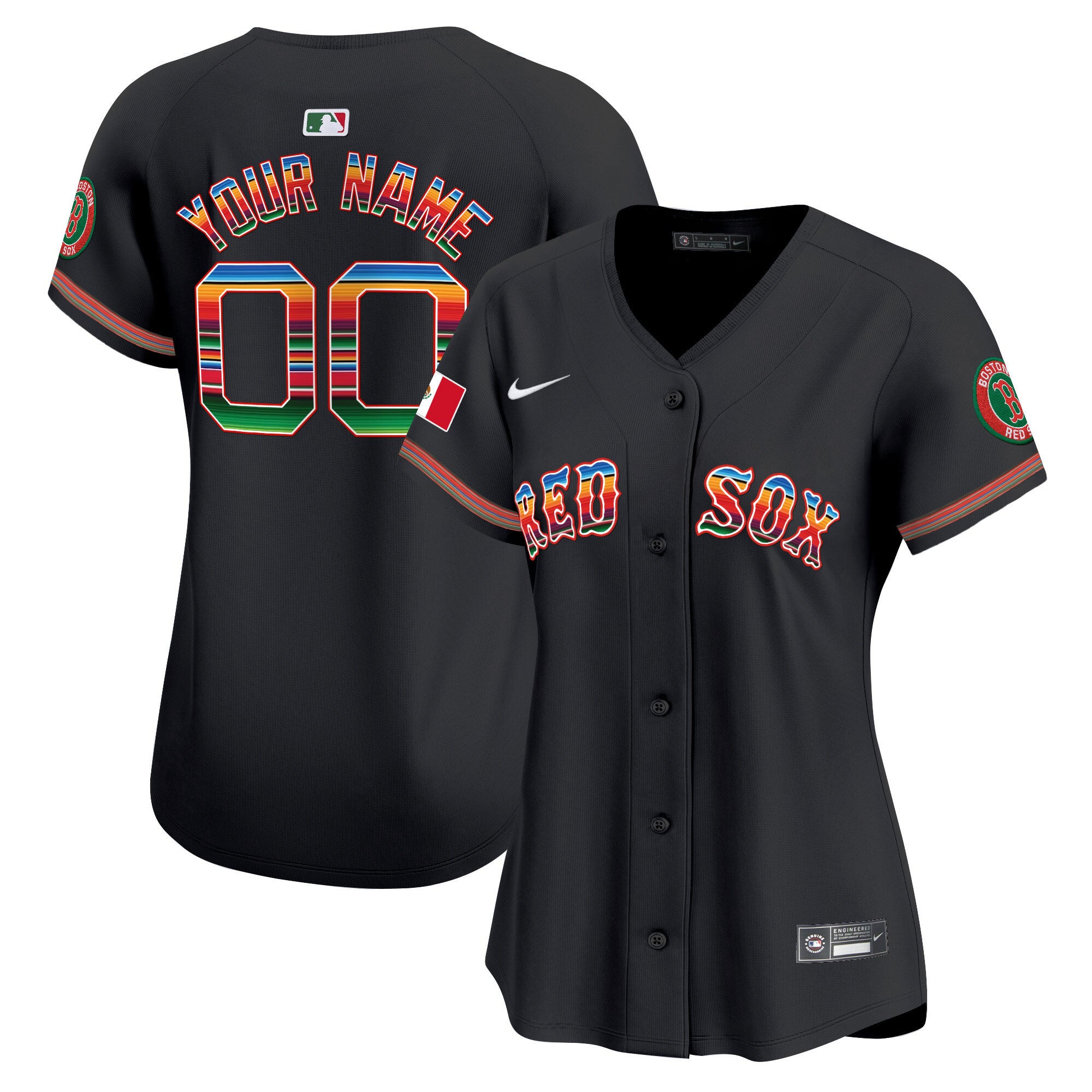 Boston Red Sox Mexico Vapor Premier Limited Custom Jersey - All Stitched - Women, Black