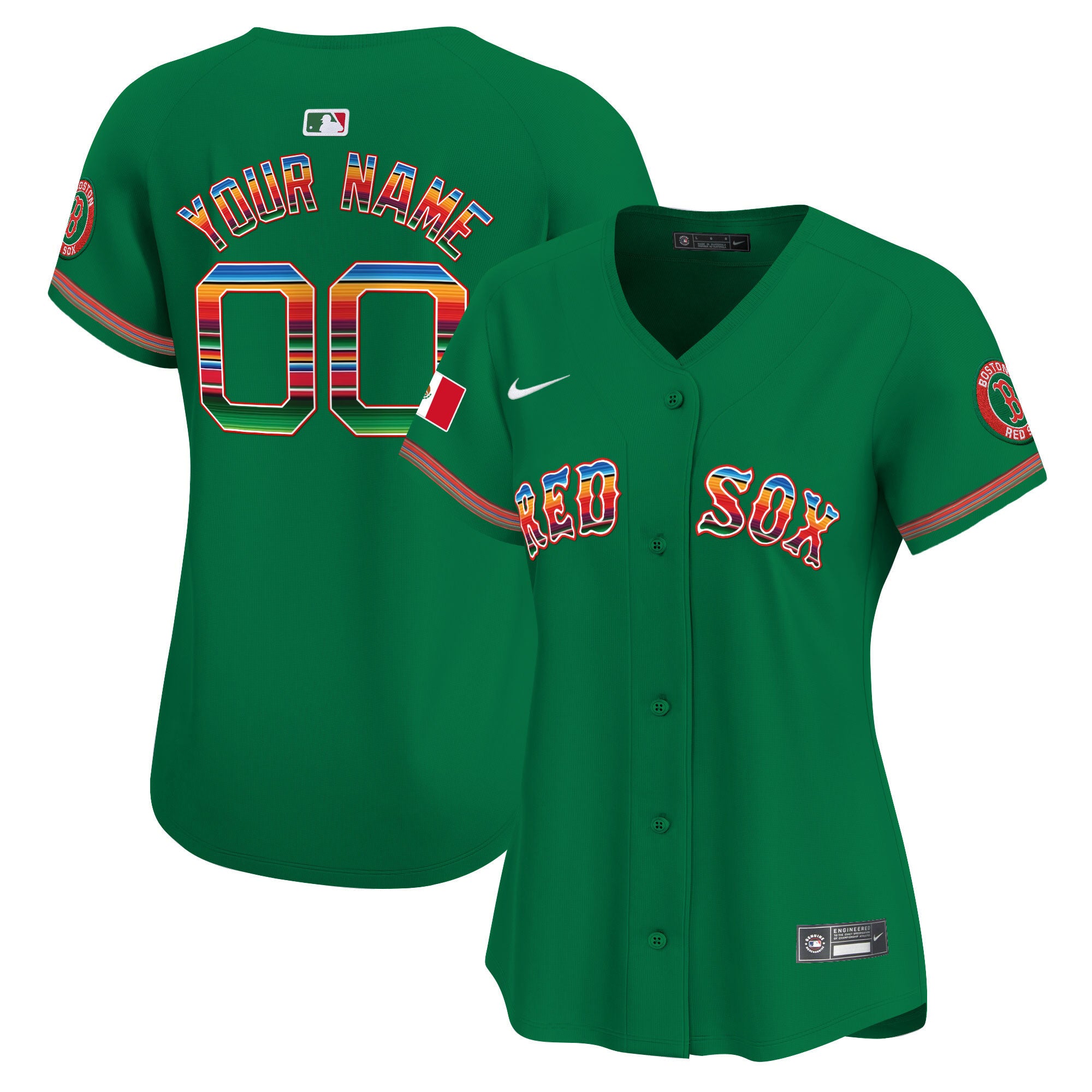 Boston Red Sox Mexico Vapor Premier Limited Custom Jersey - All Stitched - Women, Green