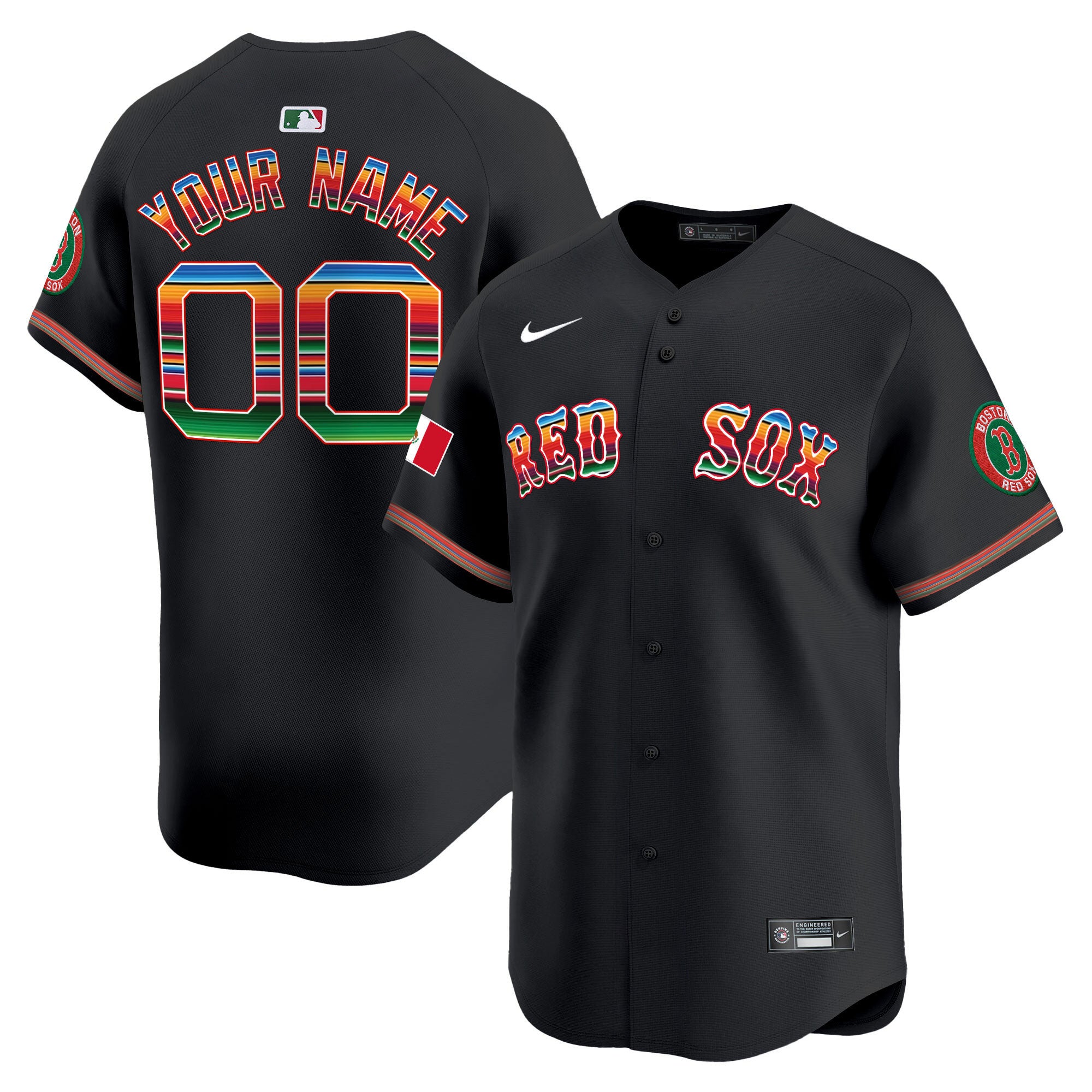 Boston Red Sox Mexico Vapor Premier Limited Custom Jersey - All Stitched - Men, Black