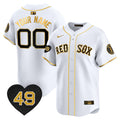 Boston Red Sox Tim Wakefield Patch Vapor Premier Limited Custom Jersey - All Stitched - Men, White Gold