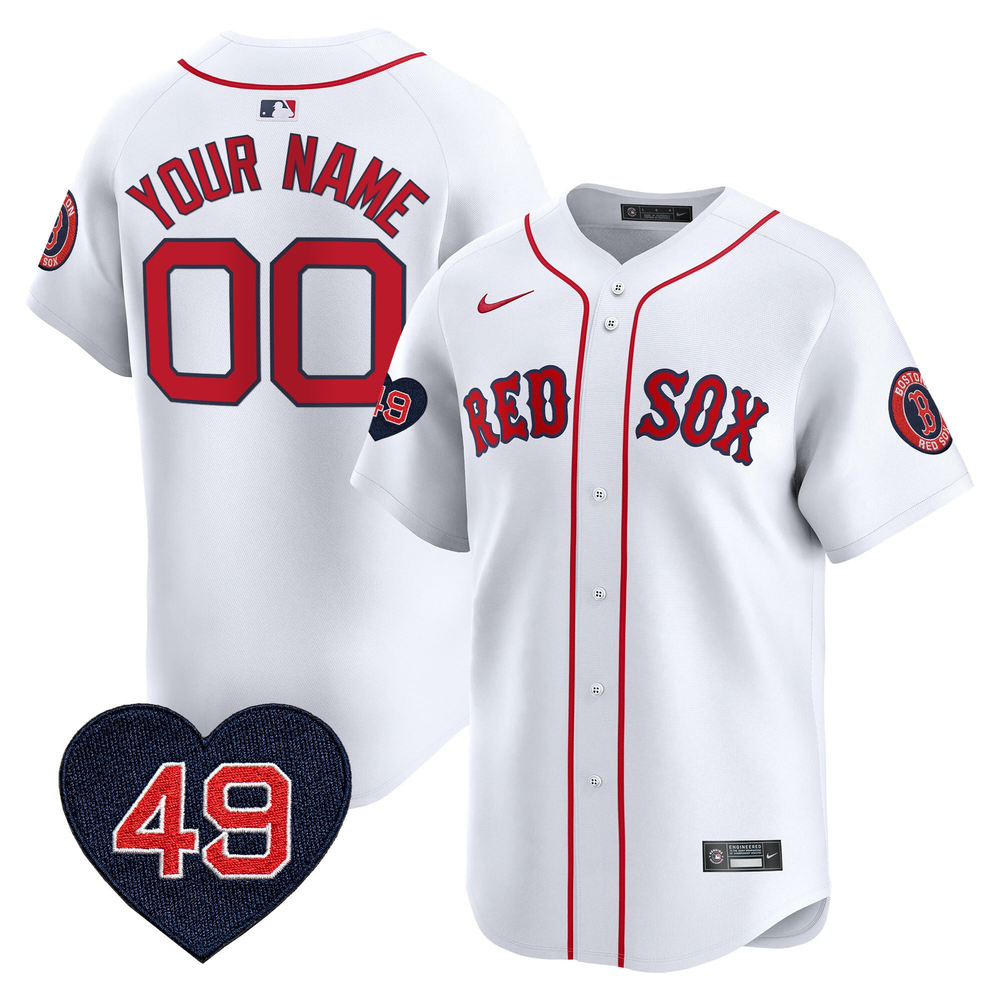 Boston Red Sox Tim Wakefield Patch Vapor Premier Limited Custom Jersey - All Stitched - Men, White