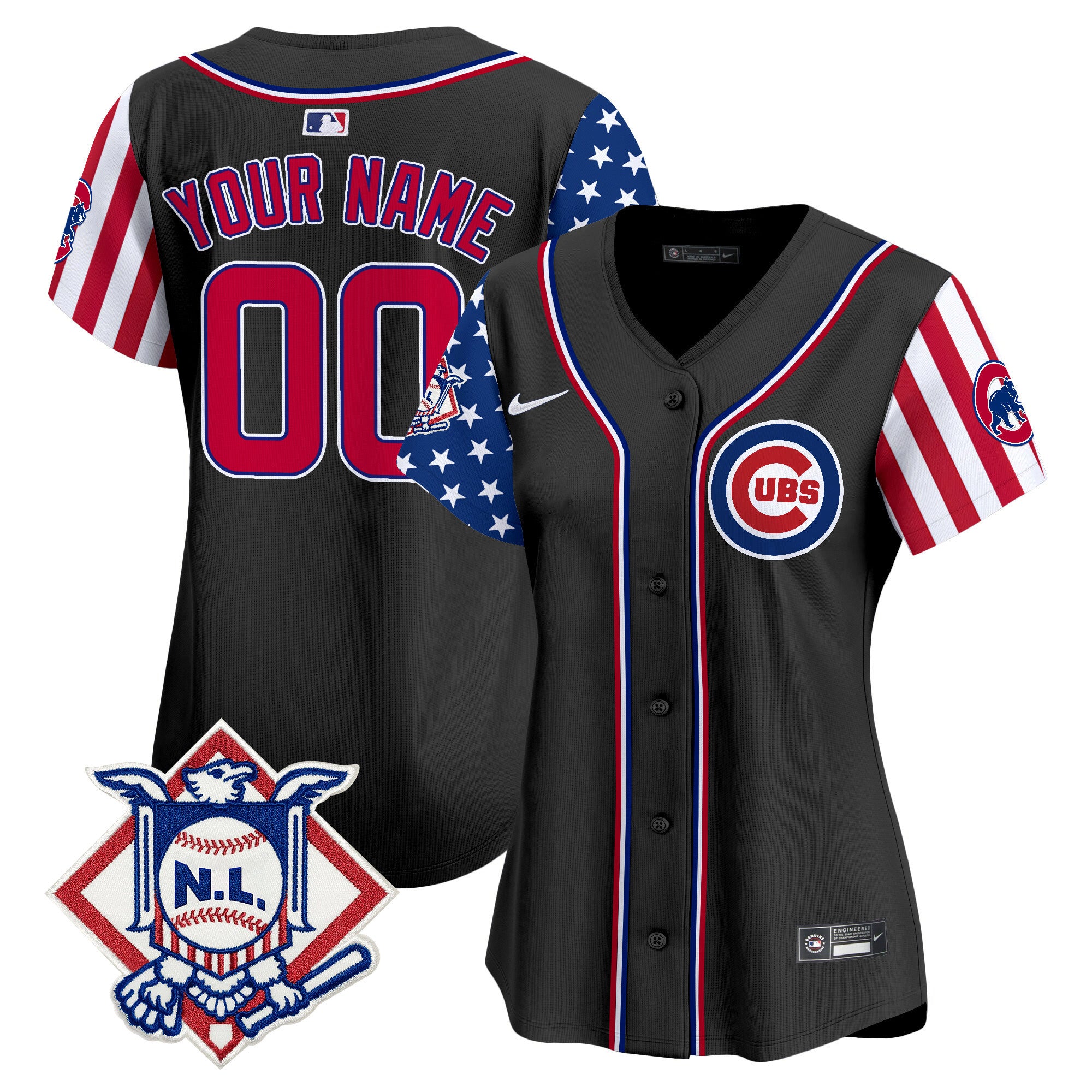 Chicago Cubs 2024 Fourth of July Vapor Premier Limited Custom Jersey V2 - All Stitched - Youth, Black
