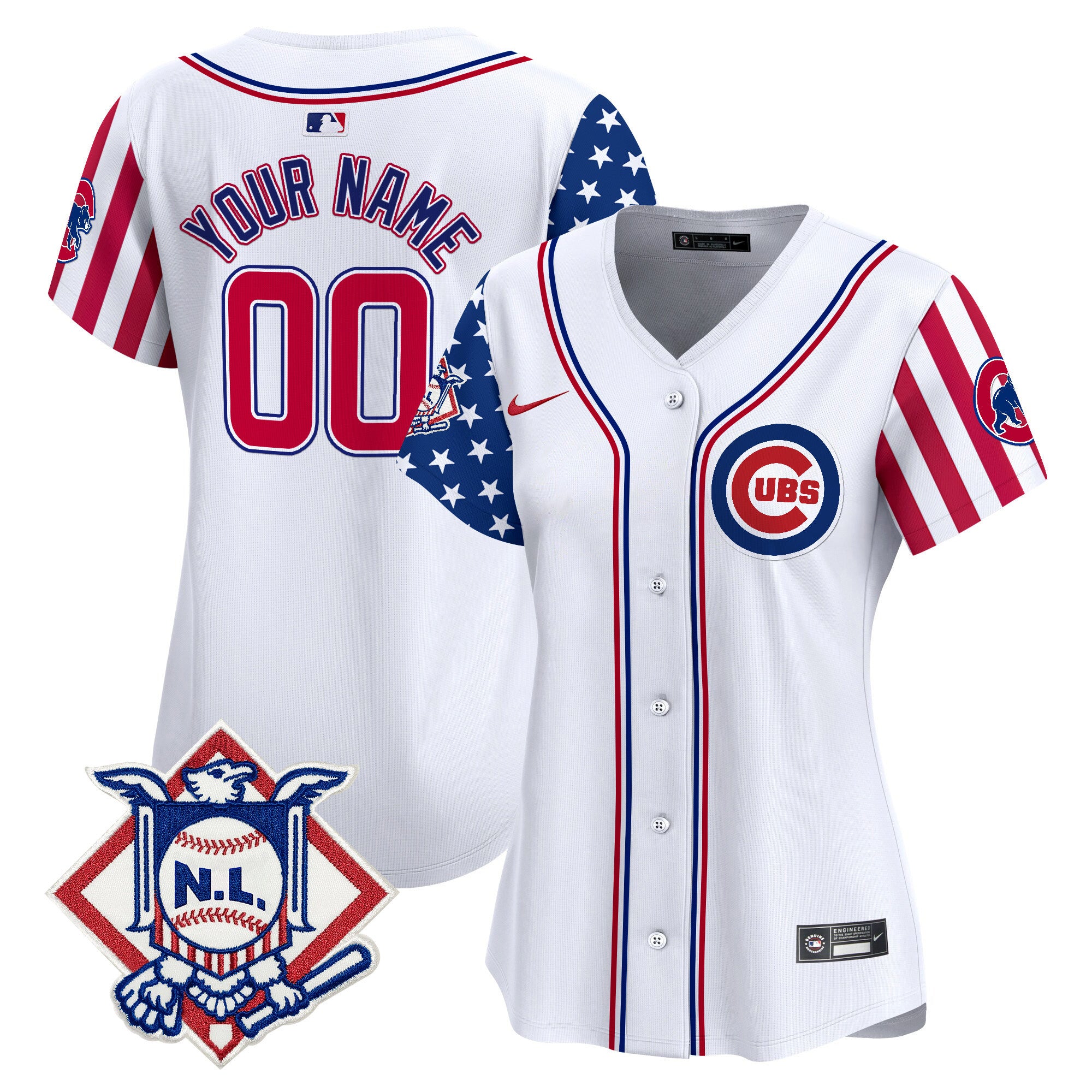 Chicago Cubs 2024 Fourth of July Vapor Premier Limited Custom Jersey V2 - All Stitched - Women, White