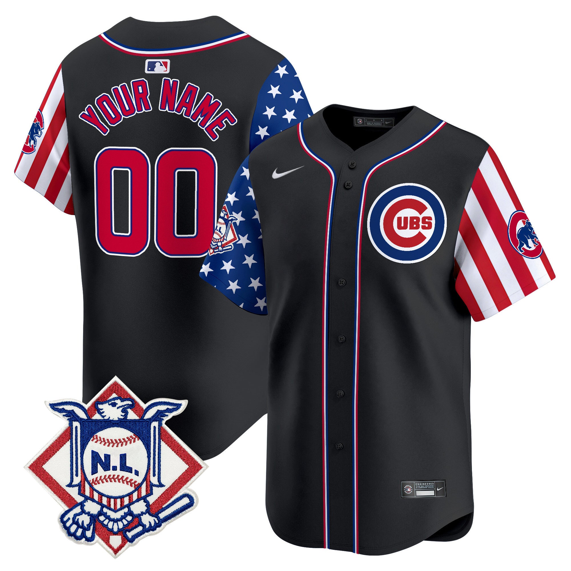 Chicago Cubs 2024 Fourth of July Vapor Premier Limited Custom Jersey V2 - All Stitched - Men, Black