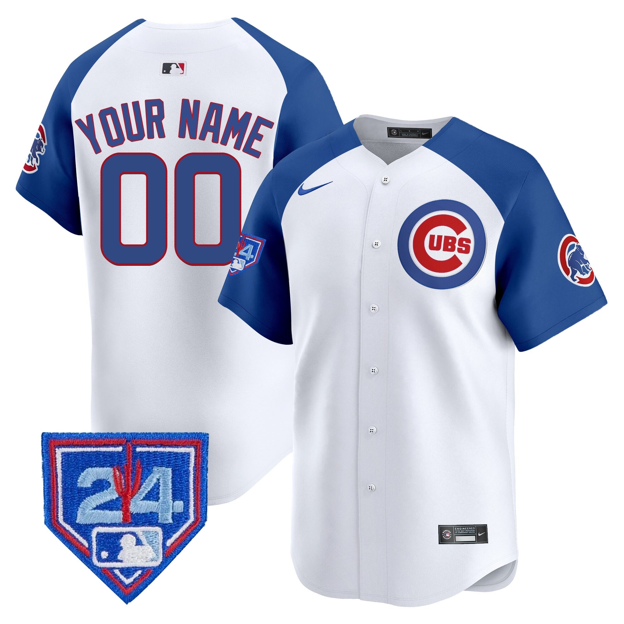 Chicago Cubs 2024 Spring Training Patch Vapor Premier Limited Custom Jersey V2 - All Stitched - Men, White Alternate