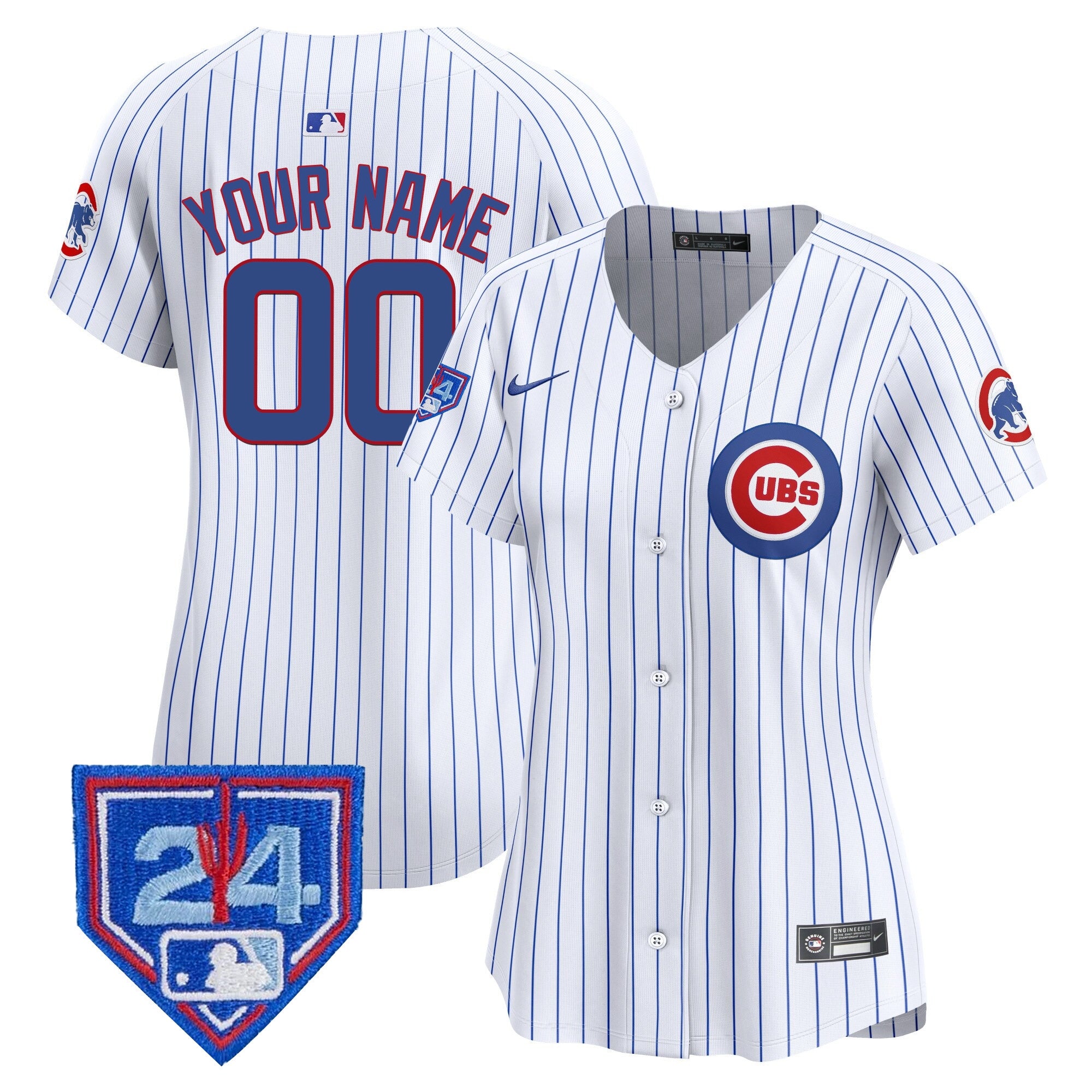 Chicago Cubs 2024 Spring Training Patch Vapor Premier Limited Custom Jersey V2 - All Stitched - Women, White