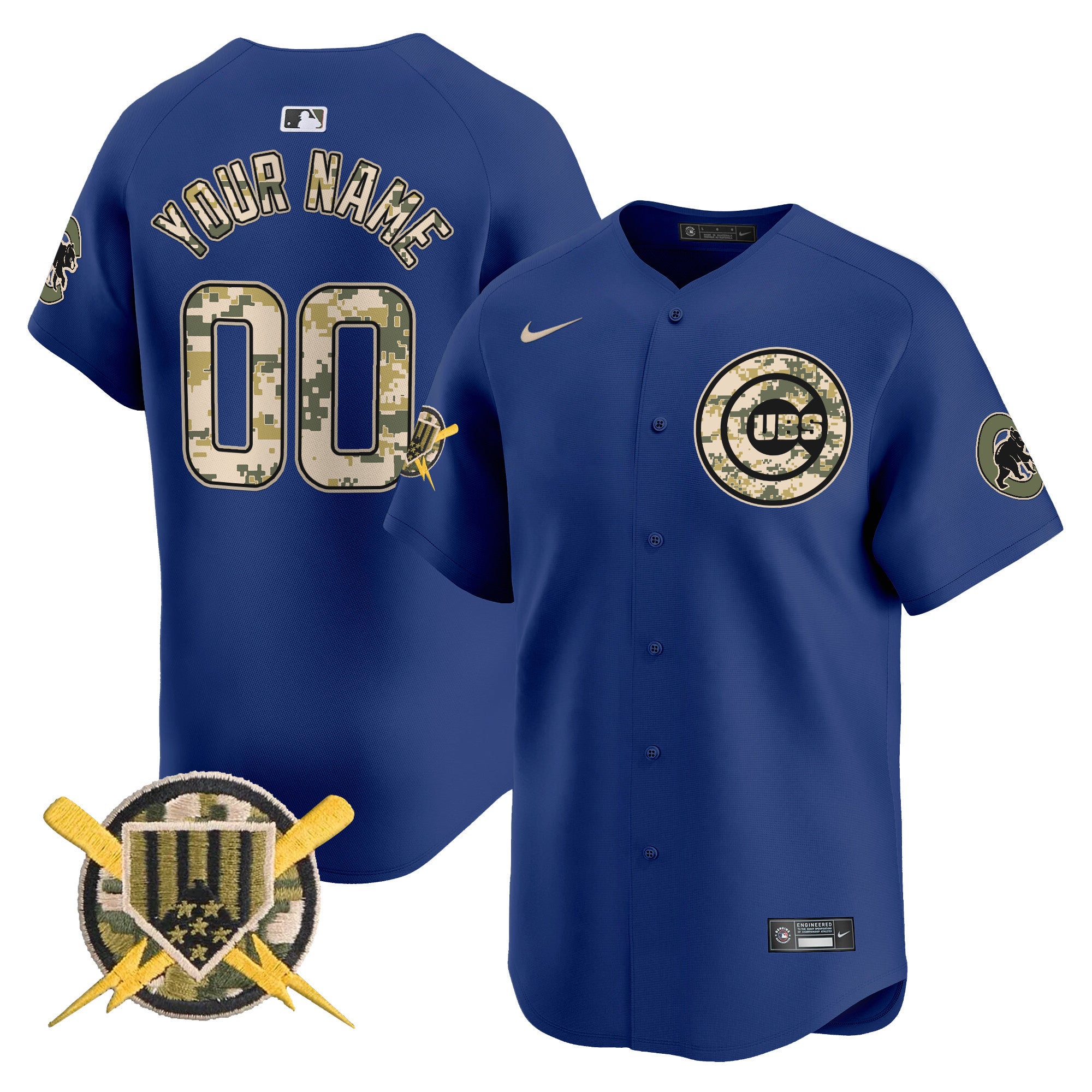 Chicago Cubs Armed Forces Day Vapor Premier Limited Custom Jersey - All Stitched - Men, Royal