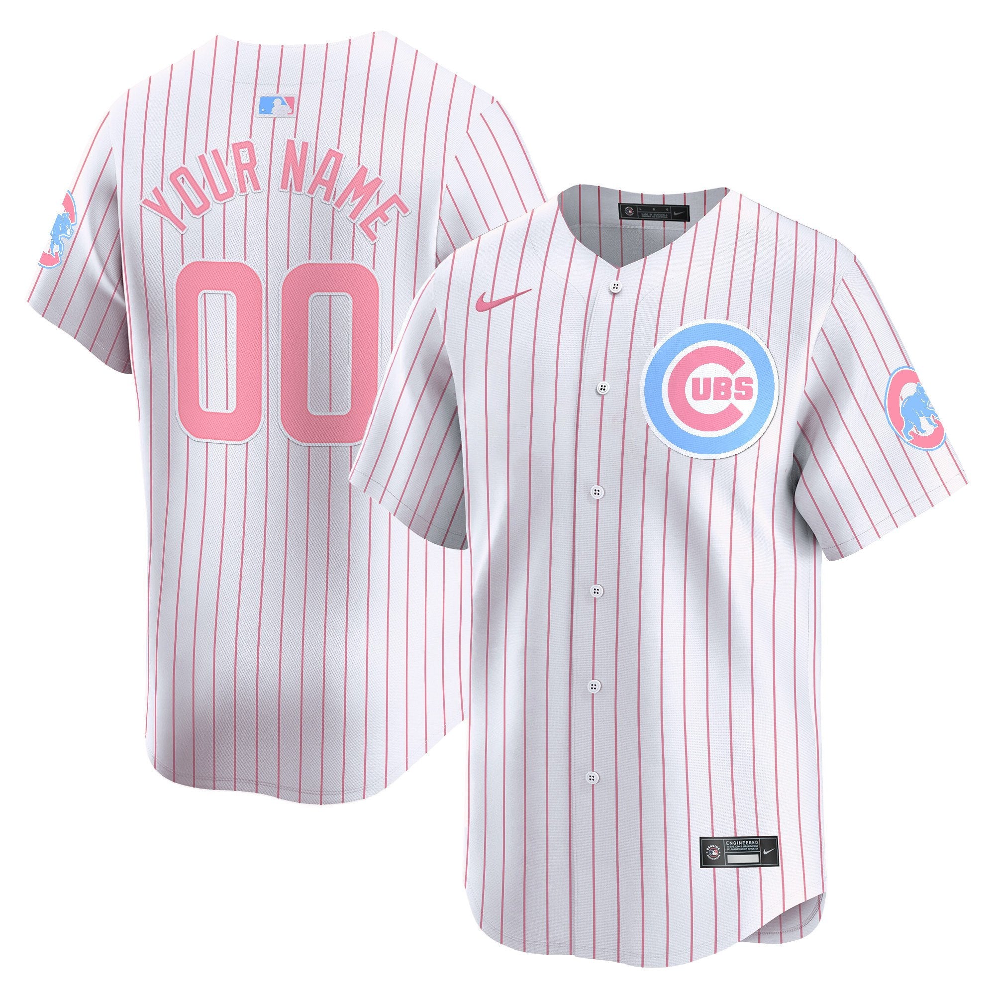 Chicago Cubs Bubblegum Pink Vapor Premier Limited Custom Jersey - All Stitched - Men, Pinstripe