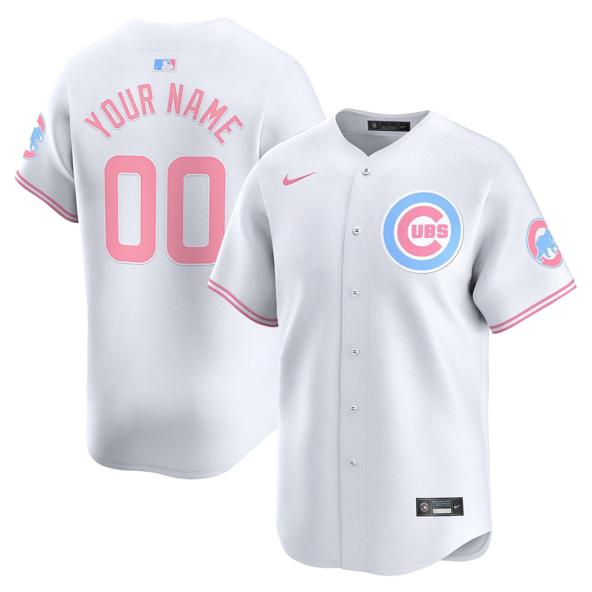 Chicago Cubs Bubblegum Pink Vapor Premier Limited Custom Jersey - All Stitched - Men, White