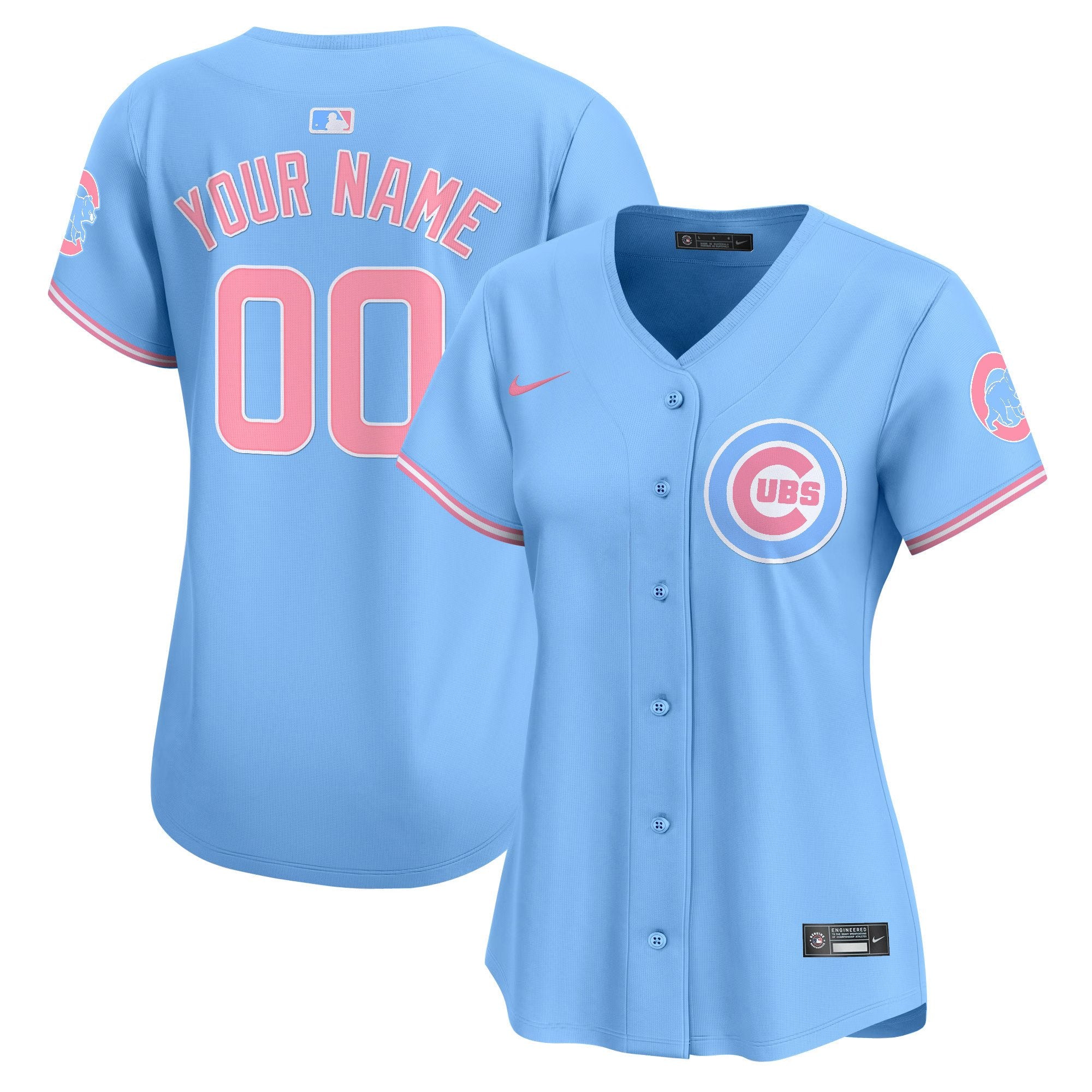 Chicago Cubs Bubblegum Pink Vapor Premier Limited Custom Jersey - All Stitched - Women, Light Blue