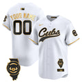 Chicago Cubs Illinois Patch Vapor Premier Limited Custom Jersey - All Stitched - Men, White Gold