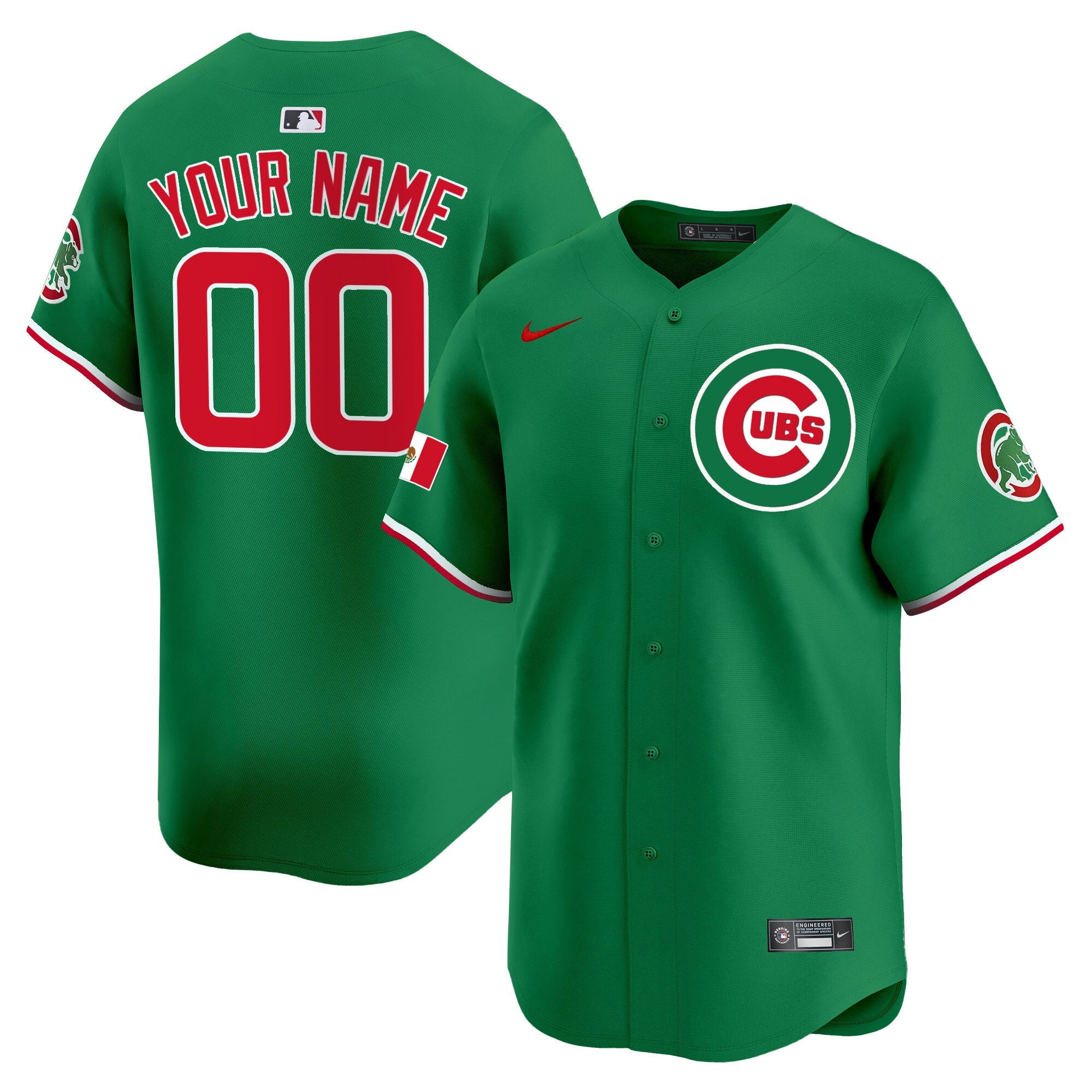 Chicago Cubs Mexico Vapor Premier Limited Custom Jersey V3 - All Stitched - Men, Green
