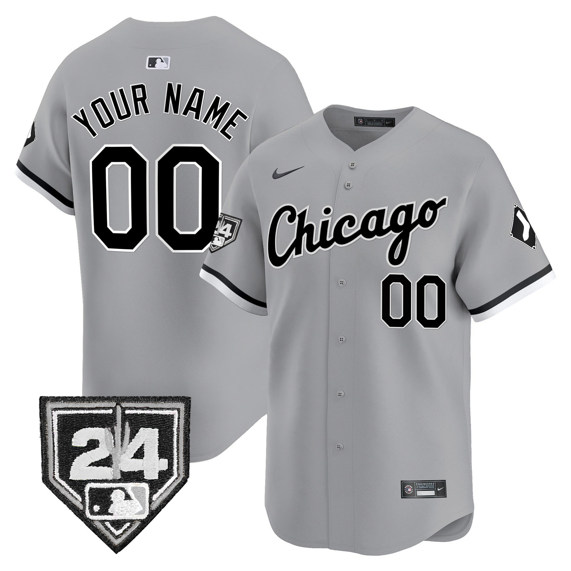 Chicago White Sox 2024 Spring Training Patch Vapor Premier Limited Custom Jersey - All Stitched - Youth, Gray