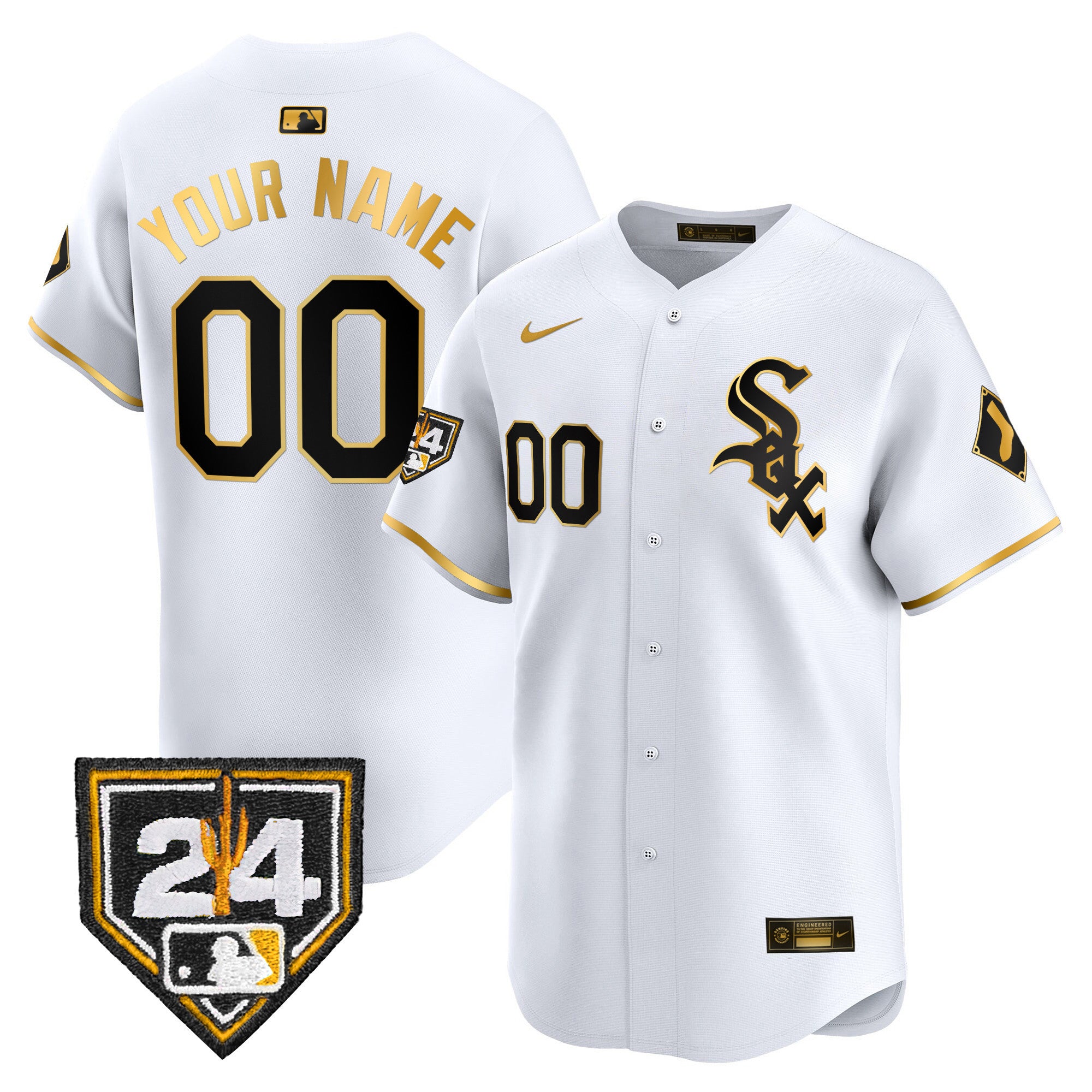 Chicago White Sox 2024 Spring Training Patch Vapor Premier Limited Custom Jersey - All Stitched - Men, White Gold