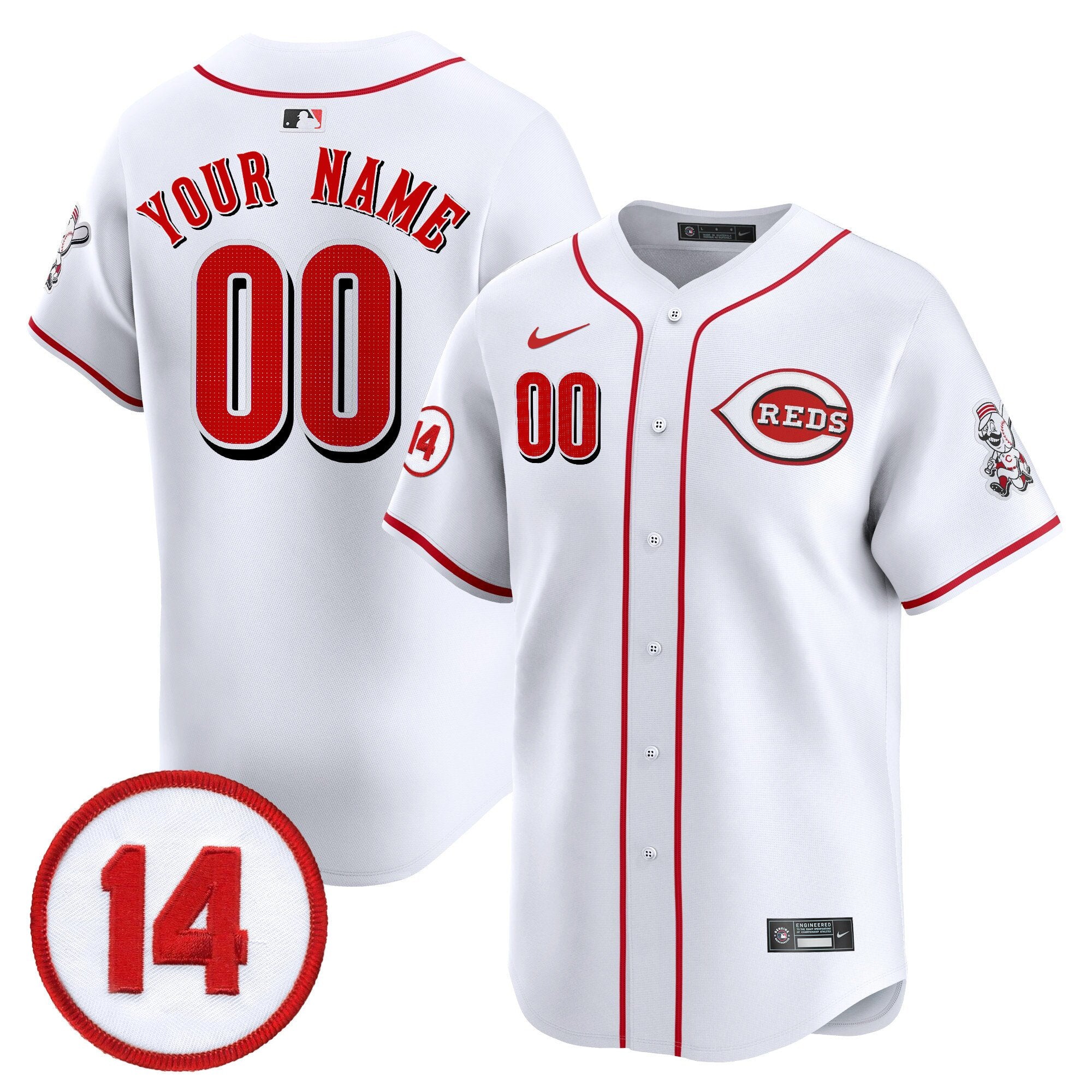 Cincinnati Reds Pete Rose Patch Vapor Premier Limited Custom Jersey - All Stitched - Men, White