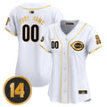 Cincinnati Reds Pete Rose Patch Vapor Premier Limited Custom Jersey - All Stitched - Women, White Gold