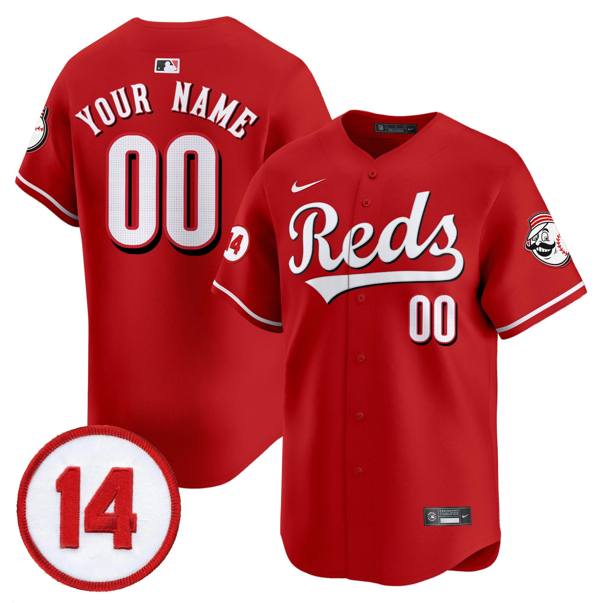 Cincinnati Reds Pete Rose Patch Vapor Premier Limited Custom Jersey - All Stitched - Men, Red