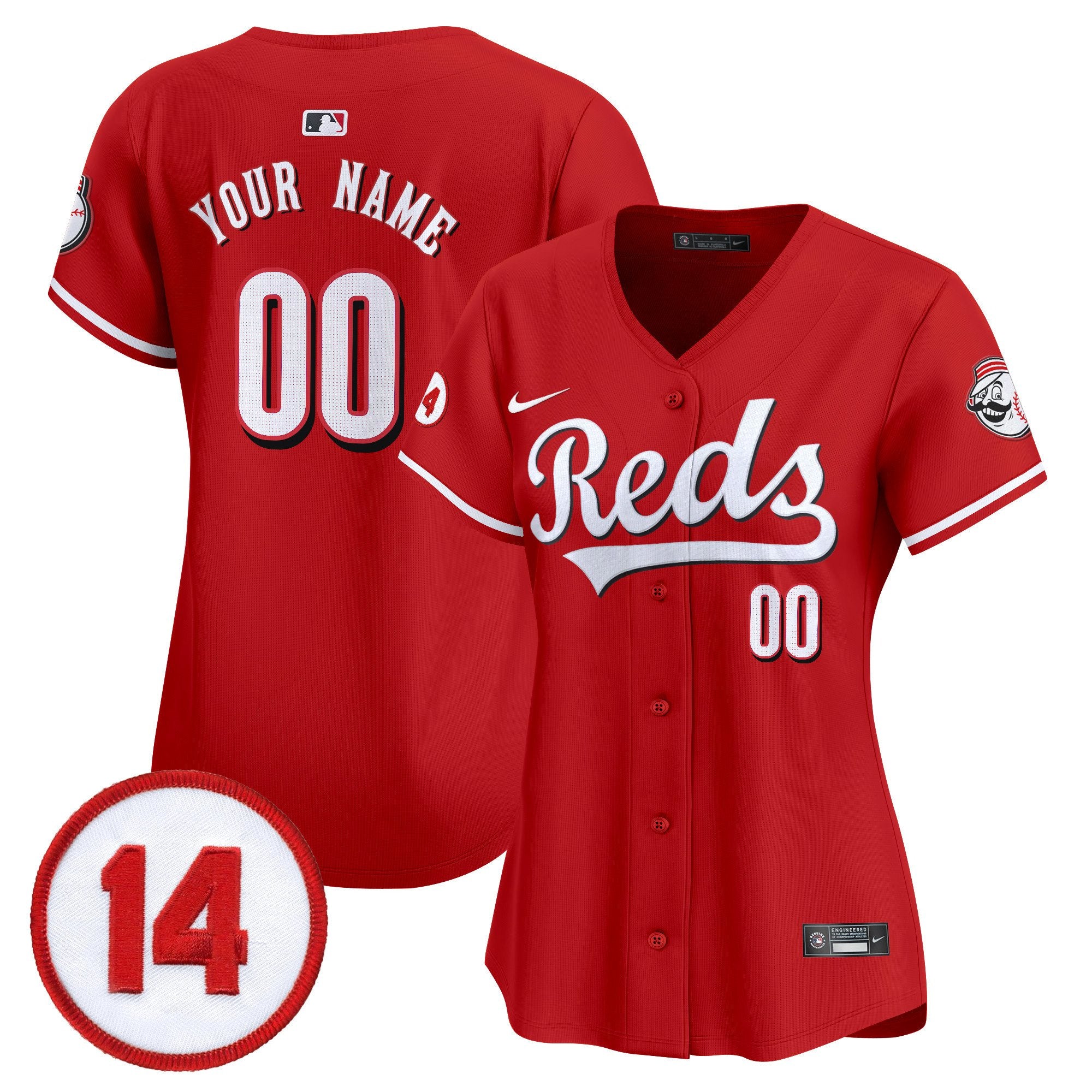 Cincinnati Reds Pete Rose Patch Vapor Premier Limited Custom Jersey - All Stitched - Women, Red