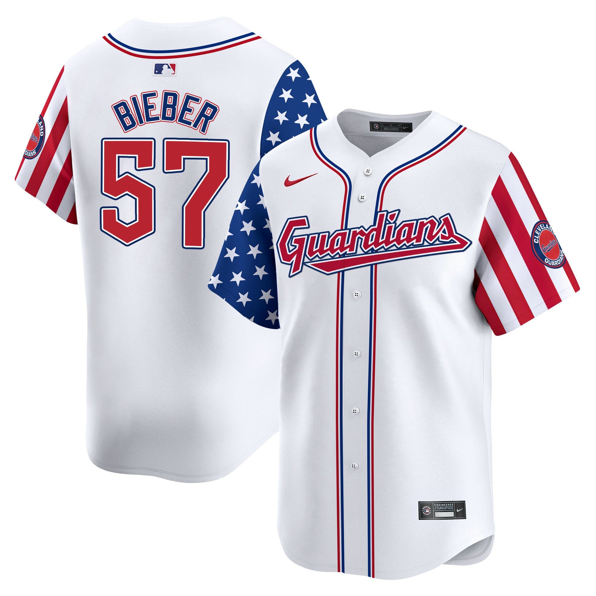 Cleveland Guardians 2024 Independence Day Vapor Premier Limited Jersey - All Stitched - Men, Shane Bieber