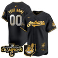Cleveland Indians 2024 AL Central Division Champions Vapor Premier Limited Custom Jersey - All Stitched - Men, Black Gold