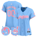 Cleveland Indians Larry Doby Bubblegum Pink Vapor Premier Limited Custom Jersey - All Stitched - Women, Light Blue