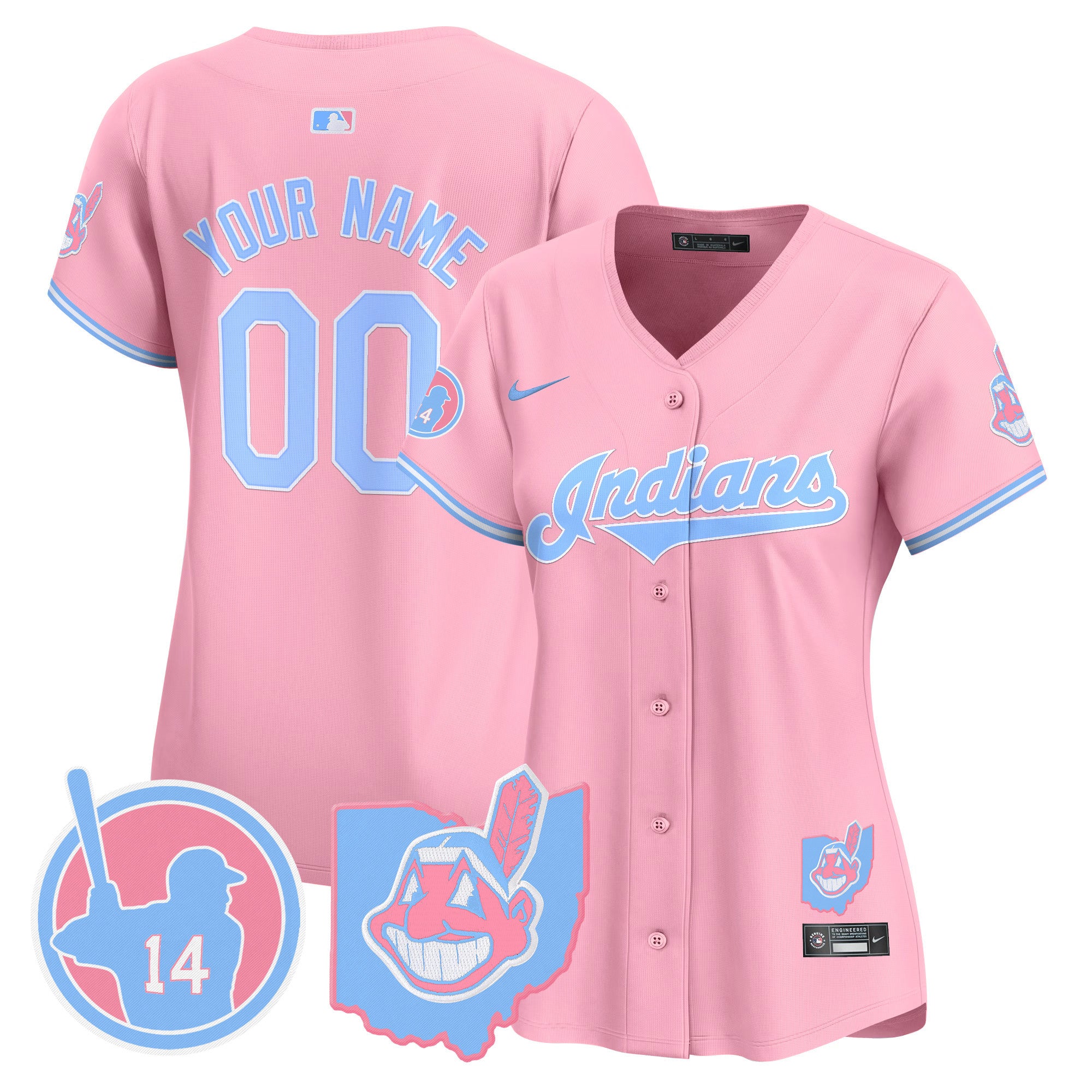 Cleveland Indians Larry Doby Bubblegum Pink Vapor Premier Limited Custom Jersey - All Stitched - Women, Pink