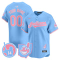 Cleveland Indians Larry Doby Bubblegum Pink Vapor Premier Limited Custom Jersey - All Stitched - Men, Light Blue