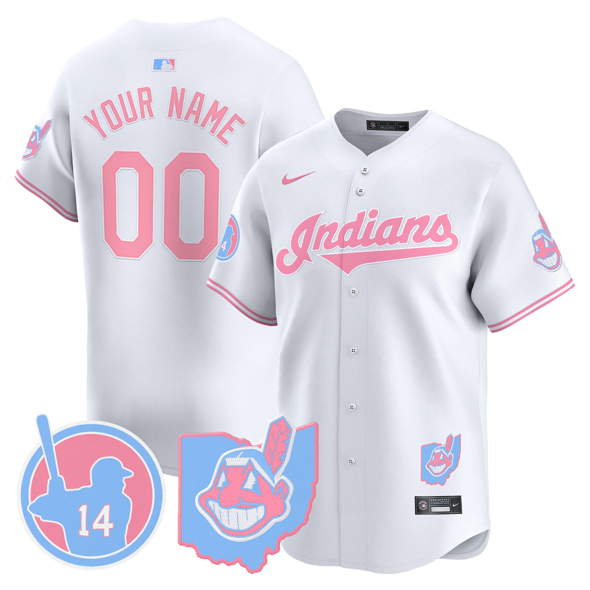 Cleveland Indians Larry Doby Bubblegum Pink Vapor Premier Limited Custom Jersey - All Stitched - Men, White