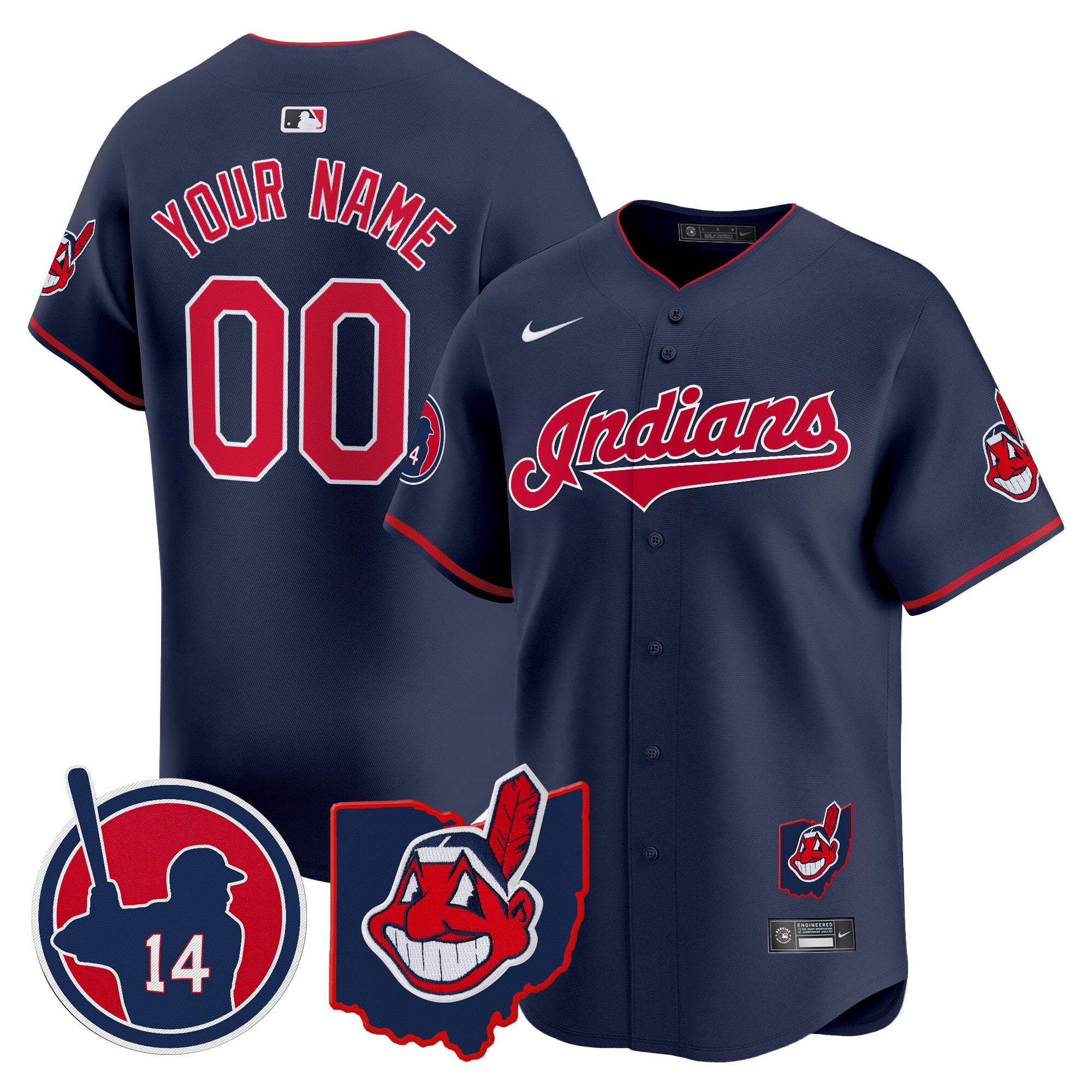 Cleveland Indians Larry Doby Patch Vapor Premier Limited Custom Jersey - All Stitched - Men, Navy