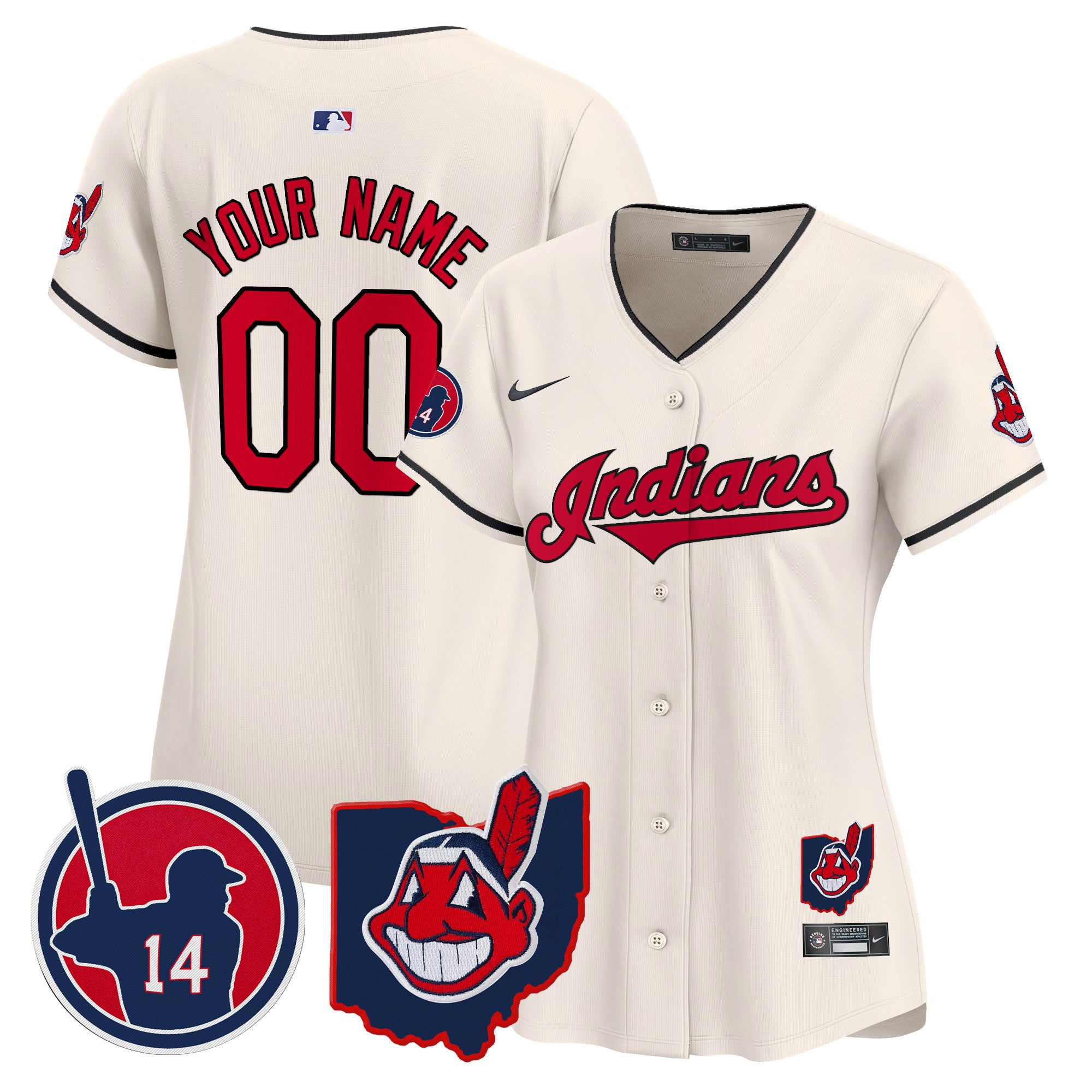 Cleveland Indians Larry Doby Patch Vapor Premier Limited Custom Jersey - All Stitched - Women, Cream