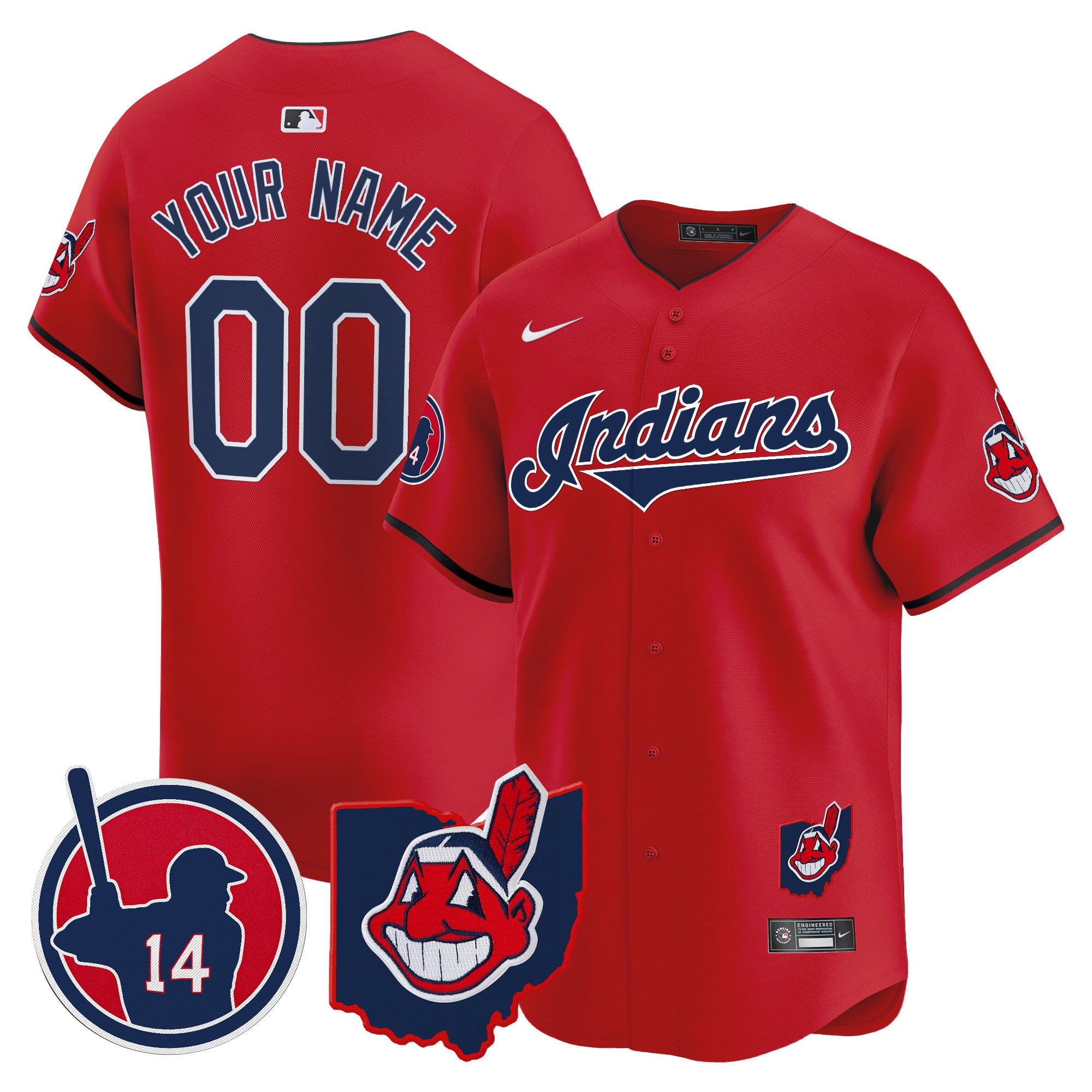 Cleveland Indians Larry Doby Patch Vapor Premier Limited Custom Jersey - All Stitched - Men, Red