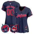 Cleveland Indians Larry Doby Patch Vapor Premier Limited Custom Jersey - All Stitched - Women, Navy