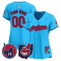 Cleveland Indians Larry Doby Patch Vapor Premier Limited Custom Jersey - All Stitched - Women, Light Blue