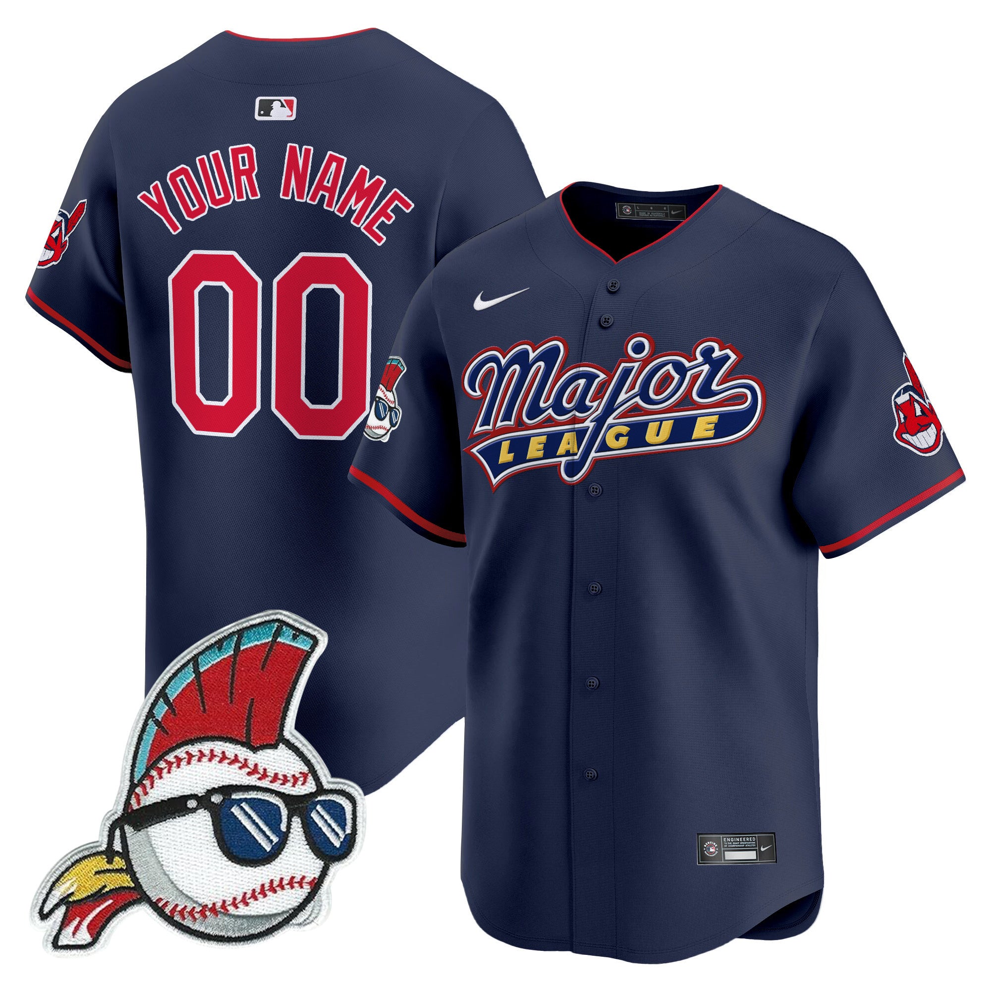 Cleveland Indians Major League Vapor Premier Limited Custom Jersey - All Stitched - Men, Navy