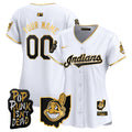 Cleveland Indians MGK Patch Vapor Premier Limited Custom Jersey - All Stitched - Women, White Gold