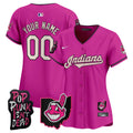 Cleveland Indians MGK Patch Vapor Premier Limited Custom Jersey - All Stitched - Women, Pink