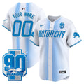 Detroit Lions 90th Year Patch Vapor Premier Limited Custom Jersey - All Stitched - Youth, White
